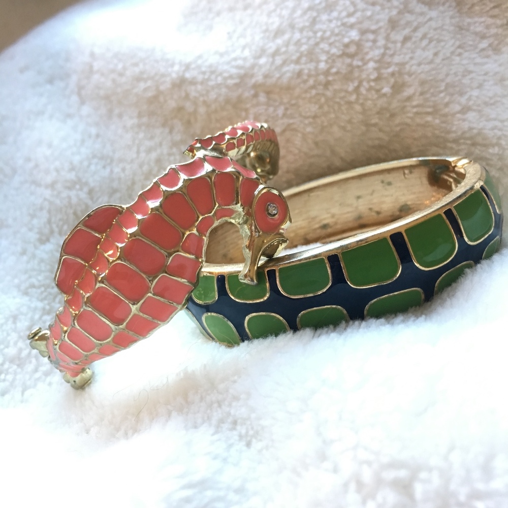 Preppy Coral and Blue/Green Bangles (BUNDLE)